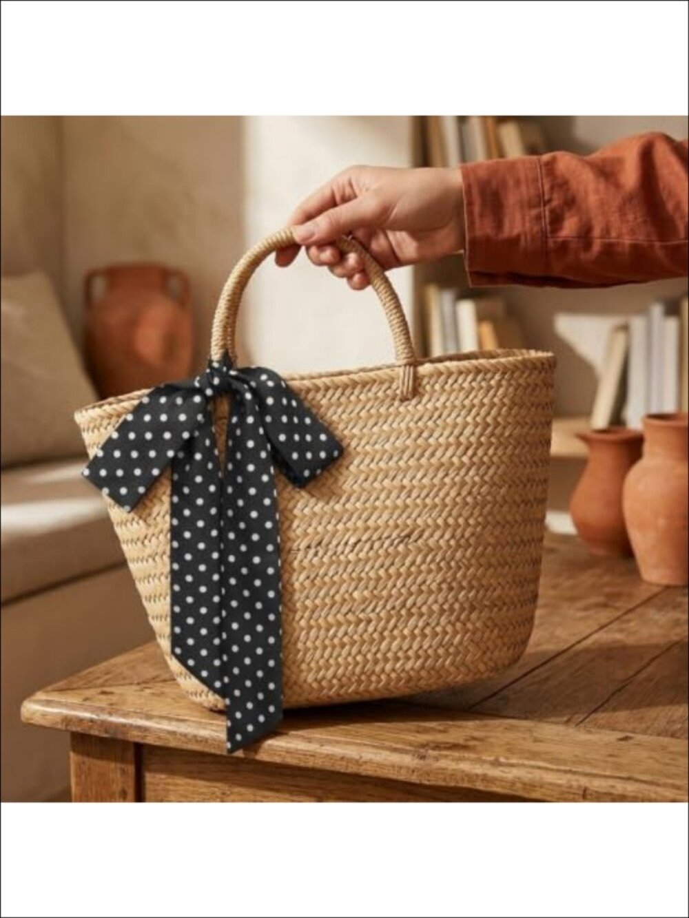 2 Pack Skinny Scarf for Women Polka Dot Neck Ties Handbag Accessories - Picture 5 of 6